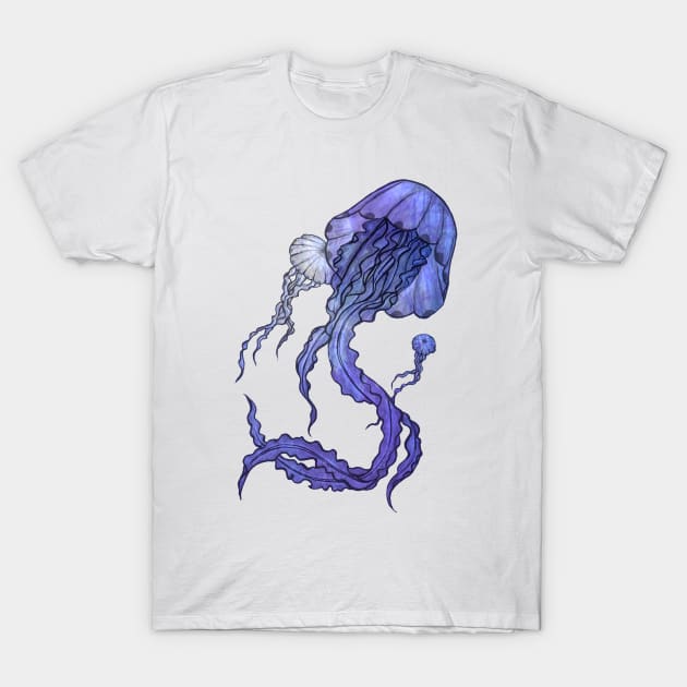 Blue Jellyfish T-Shirt by Olooriel